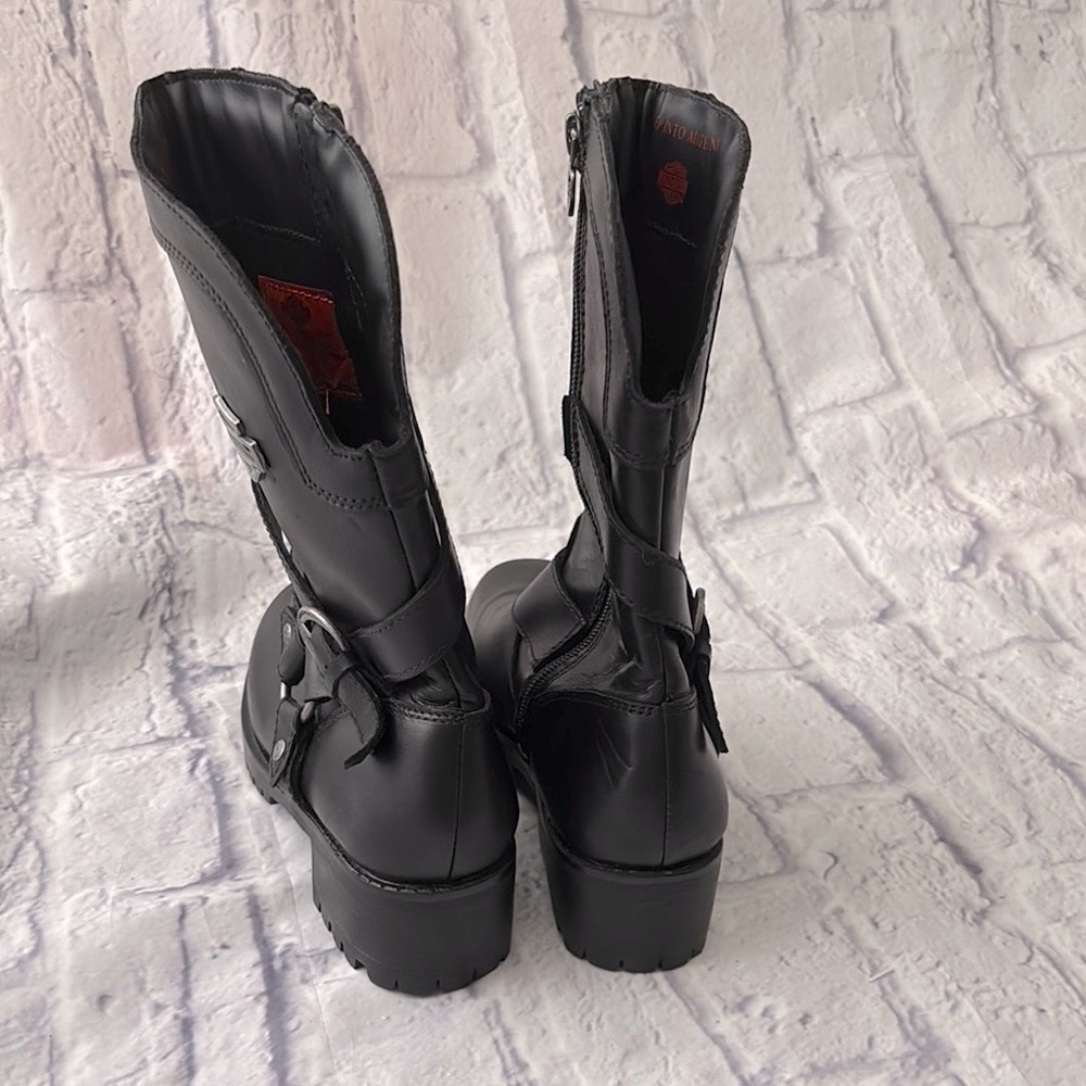 🔵 “NWOT” HARLEY-DAVIDSON Black Leather Motorcycle Boots - Picture 3 of 13